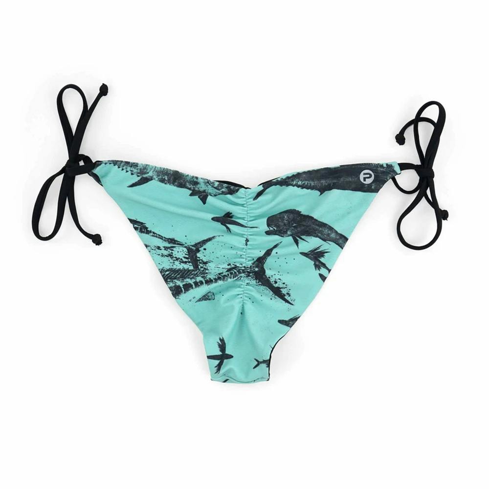 Pelagic Key West Reversible Bikini Bottoms Gyotaku Back - Turquoise