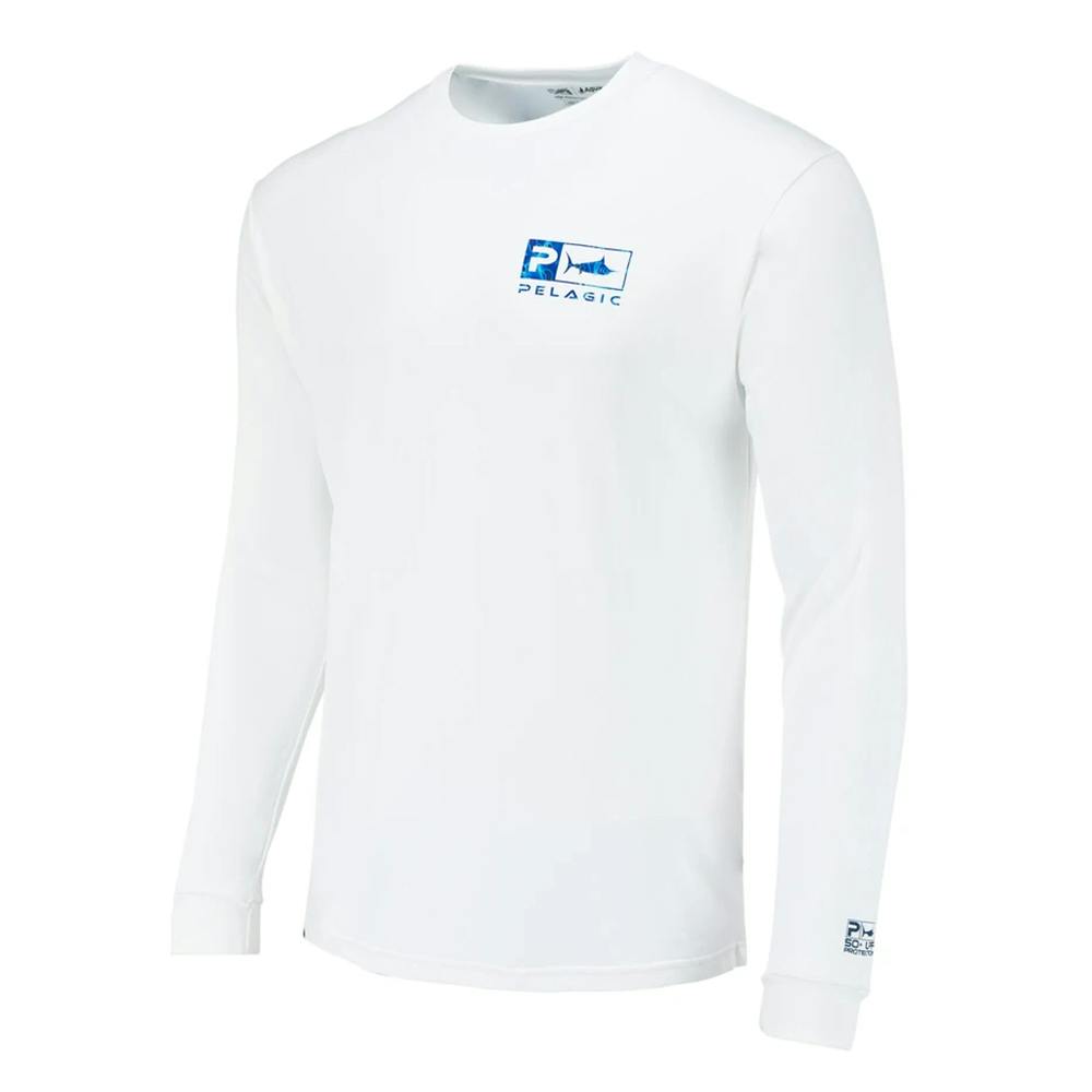 Pelagic Dorado Collection Aquatek Icon Long Sleeve Performance Shirt (Men's) Front - Blue