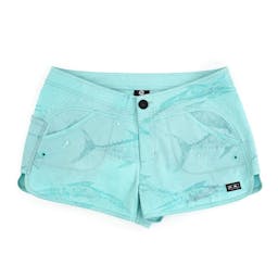 Pelagic Deep Sea Hybrid Shorts Gyotaku (Women's) Wet - Turquoise Thumbnail}