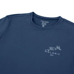 Pelagic Premium UV Gyotaku T-Shirt Neck Detail - Smokey Blue Thumbnail}