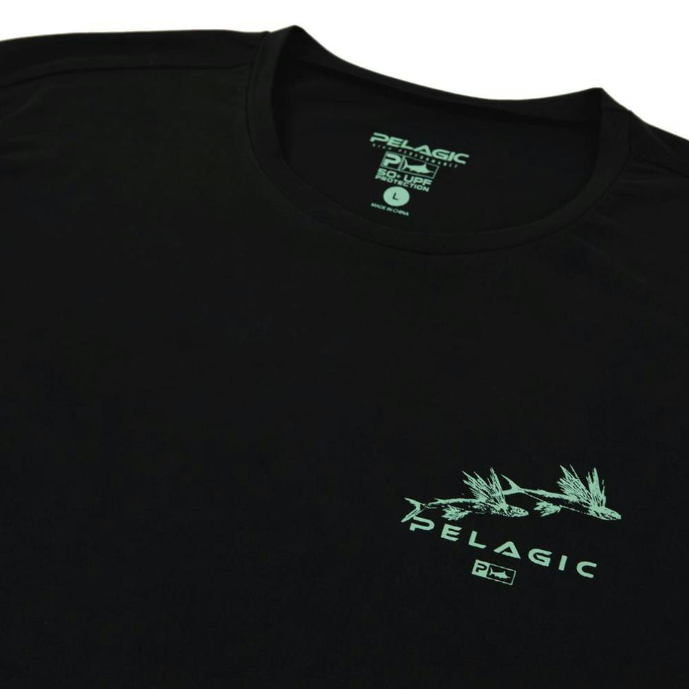 Pelagic Premium UV Gyotaku T-Shirt Neck Detail - Black