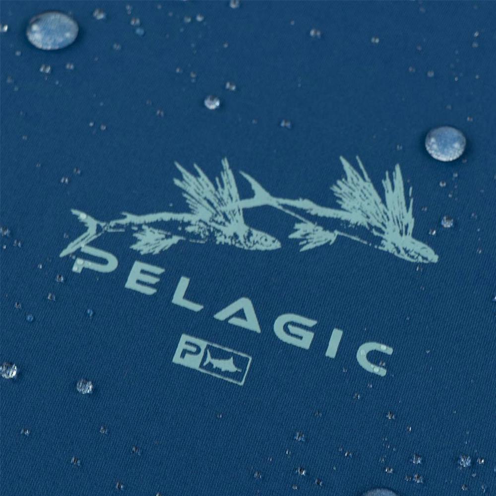 Pelagic Gyotaku Aquatek Hoodie Wet Detail - Smokey Blue