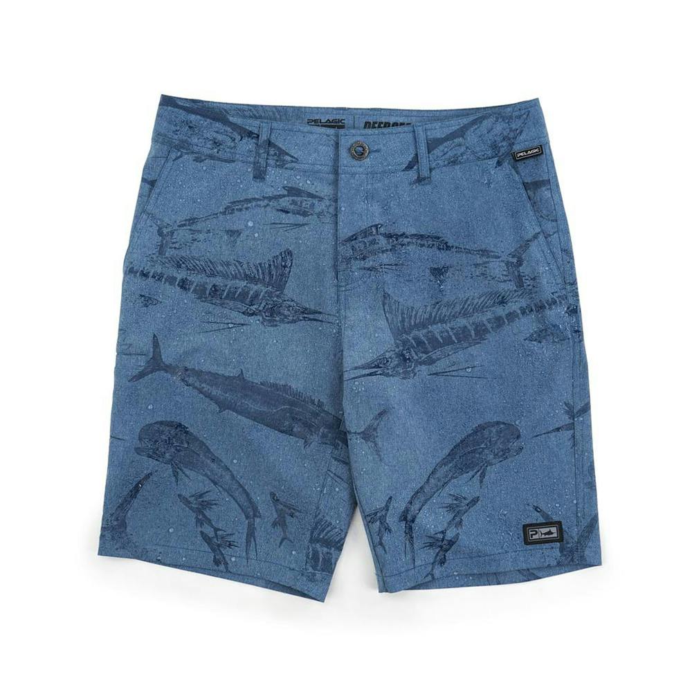 Pelagic Gyotaku Deep Sea Hybrid Fishing Shorts (Men’s) Wet Print - Smokey Blue