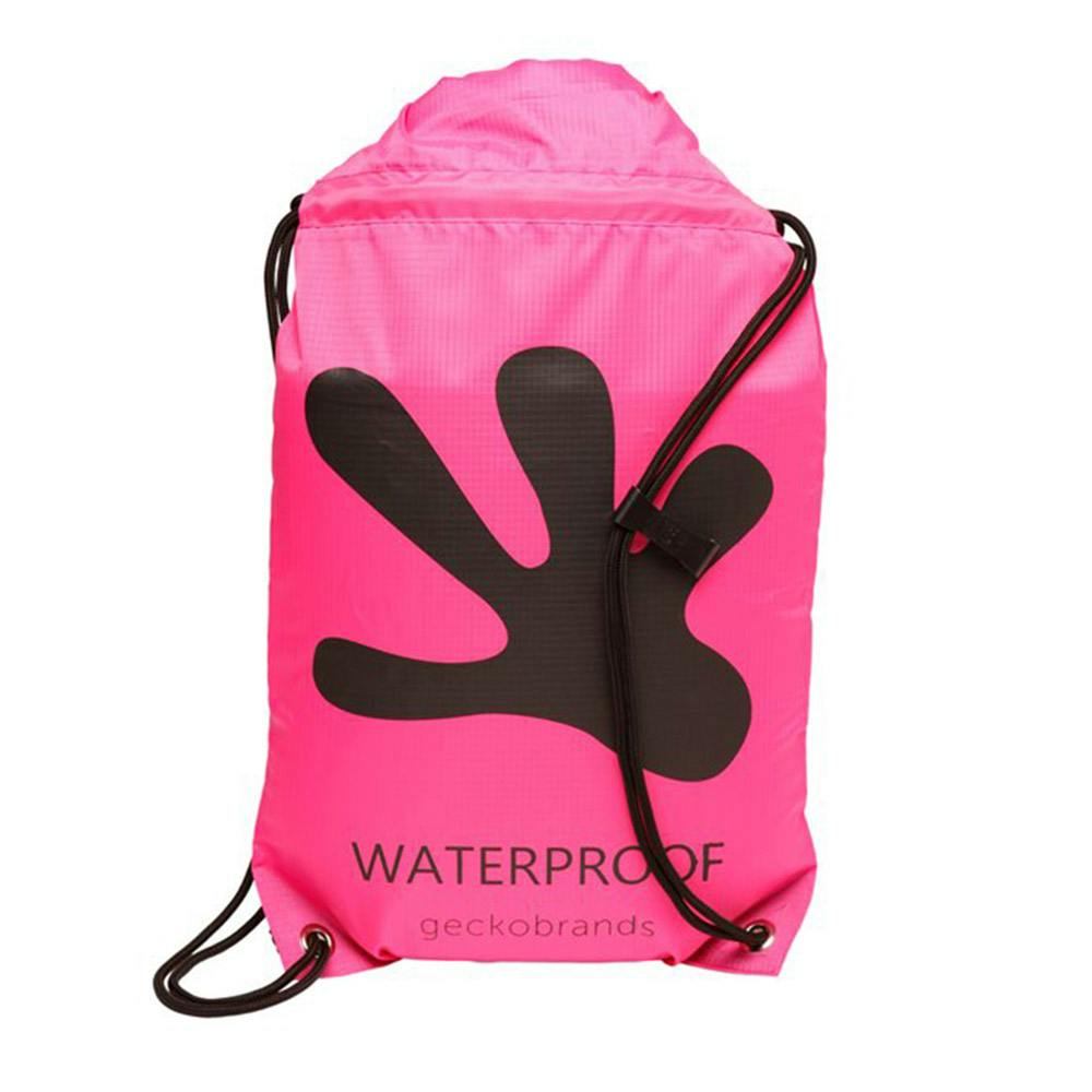 Gecko Waterproof Drawstring Backpack - Pink/Black
