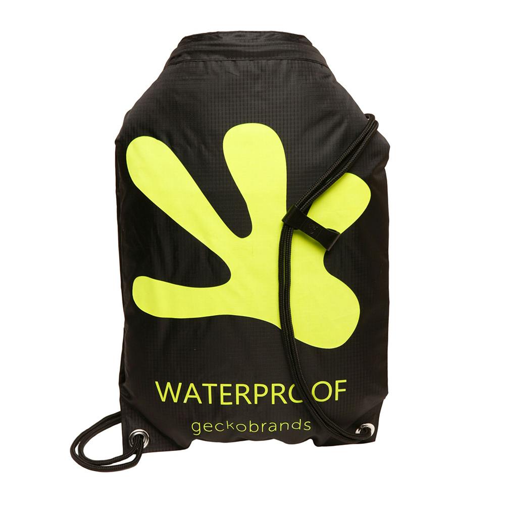 Gecko Waterproof Drawstring Backpack - Black/Neon Green