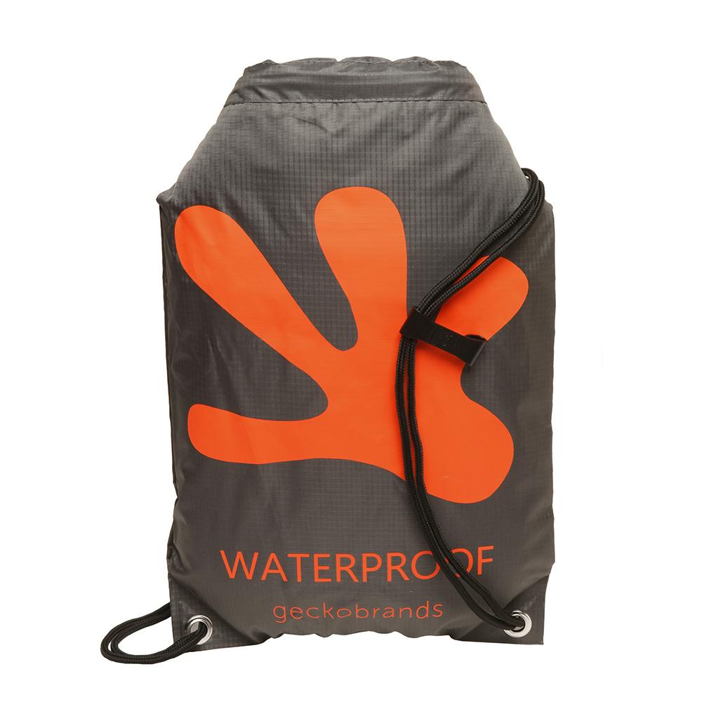 Gecko Waterproof Drawstring Backpack - Grey/Orange