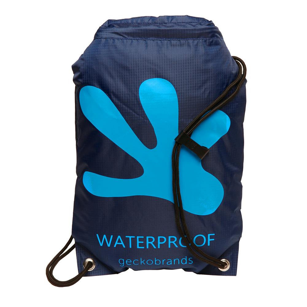 Gecko Waterproof Drawstring Backpack - Navy/Neon Blue