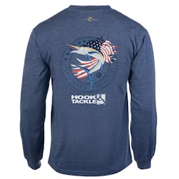 Hook & Tackle Patriot Sailfish Long Sleeve T-Shirt (Men's) - Blue Heather Thumbnail}
