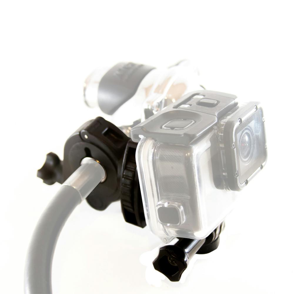 Reg-Mount Universal Fit Underwater Camera Mount with GoPro attached to the RegMount
