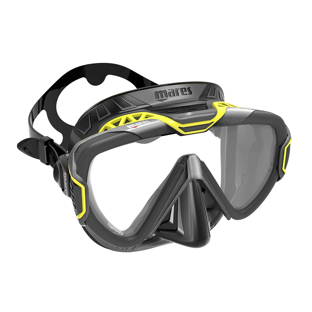Mares Pure Wire Dive Mask, Single Lens - Grey/Yellow/Black