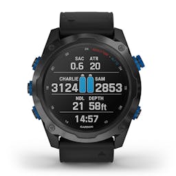 Garmin Descent™ Mk2i Wrist Dive Computer, Titanium Carbon Gray DLC with Black Silicone Band Air with Multiple Tanks Paired View Thumbnail}
