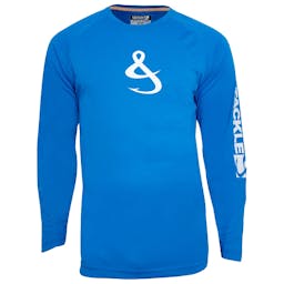 Hook & Tackle Dolphin Crosshatch Long Sleeve Performance Shirt (Men's) Front - Maliblue Thumbnail}