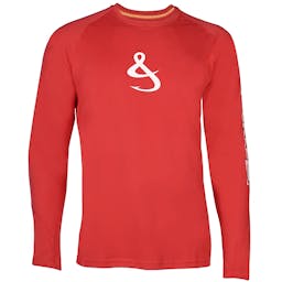Hook & Tackle Dolphin Crosshatch Long Sleeve Performance Shirt (Men's) Front - Fire Island Red Thumbnail}