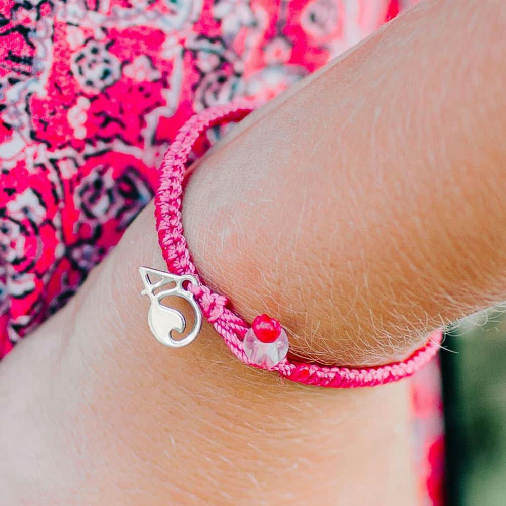 4Ocean Pink Flamingo Conservation Braided Bracelet Lifestyle Image