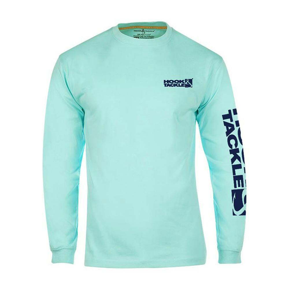 Hook & Tackle Heads or Tails Long Sleeve Performance Shirt (Men’s) Front - Celadon