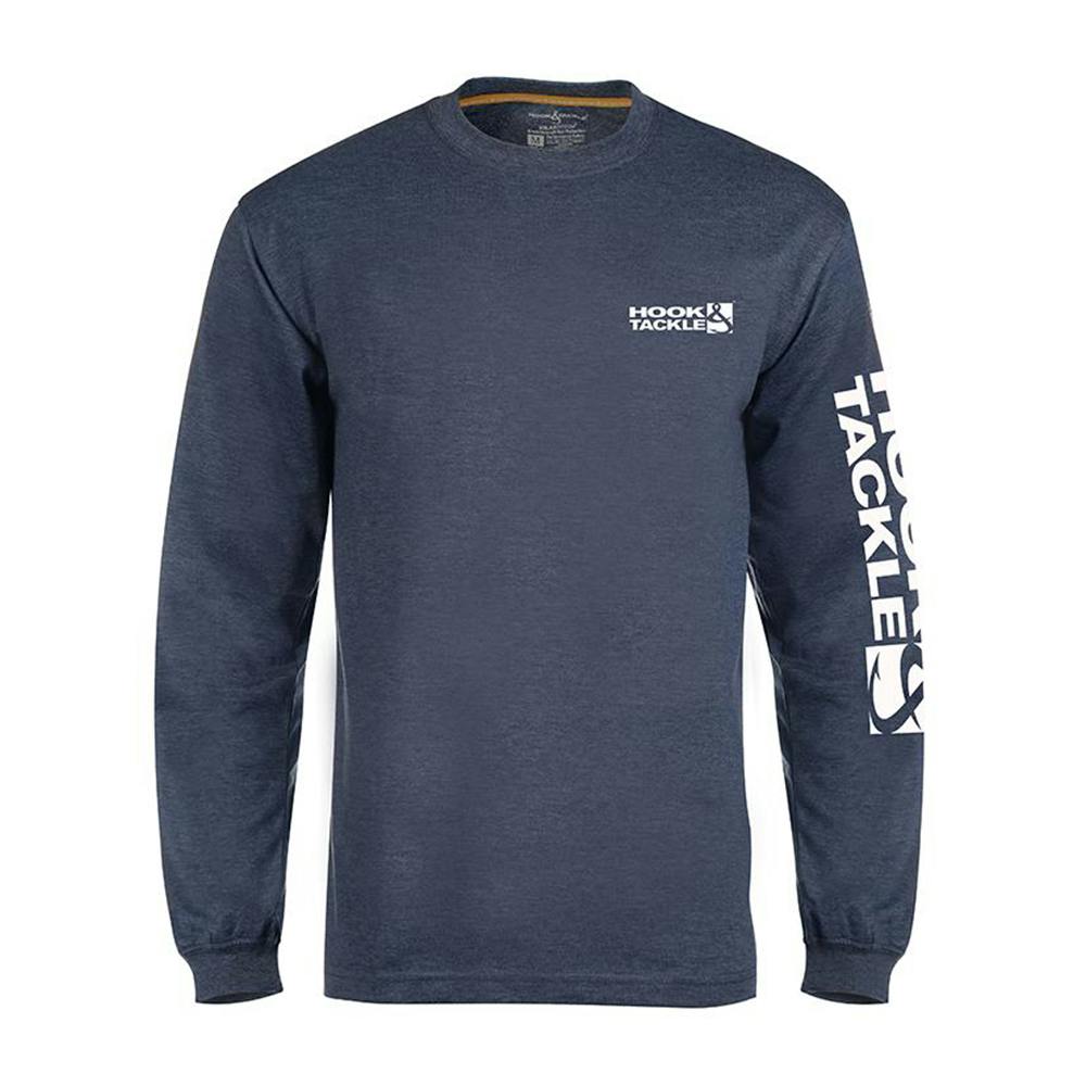 Hook & Tackle Heads or Tails Long Sleeve Performance Shirt (Men’s) Front - Blue Heather
