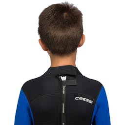 Cressi Med X Junior 2.5mm Shorty Wetsuit Zipper Detail - Black/Blue Thumbnail}