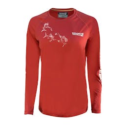 Hook & Tackle Sails and Flying Fish Long Sleeve Performance Shirt (Women's) - Fire Island Red Thumbnail}