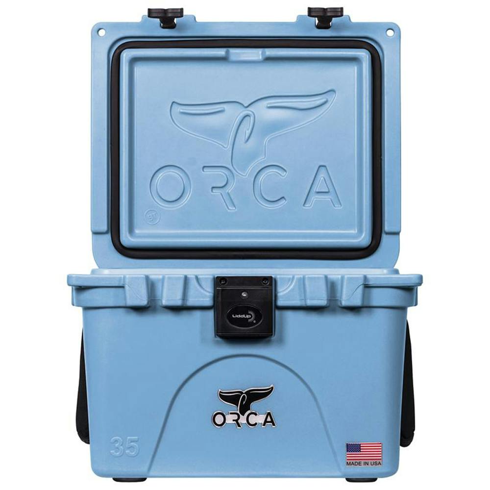 ORCA Liddup 35 Quart Cooler Open - Light Blue