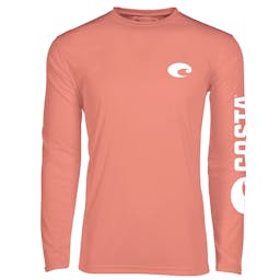 Costa Technical Crew Long Sleeve Performance Shirt - Salmon - Front Thumbnail}