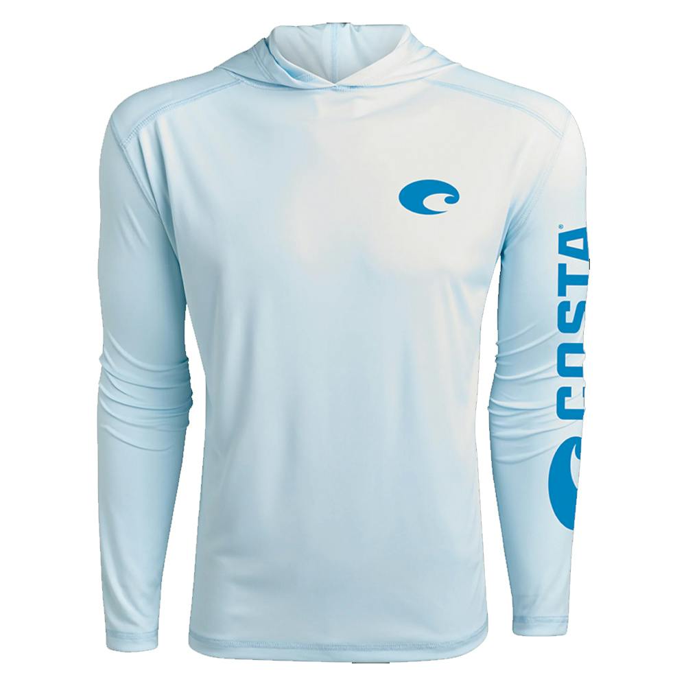 Costa Hooded Technical Long Sleeve Performance Shirt - Arctic Blue