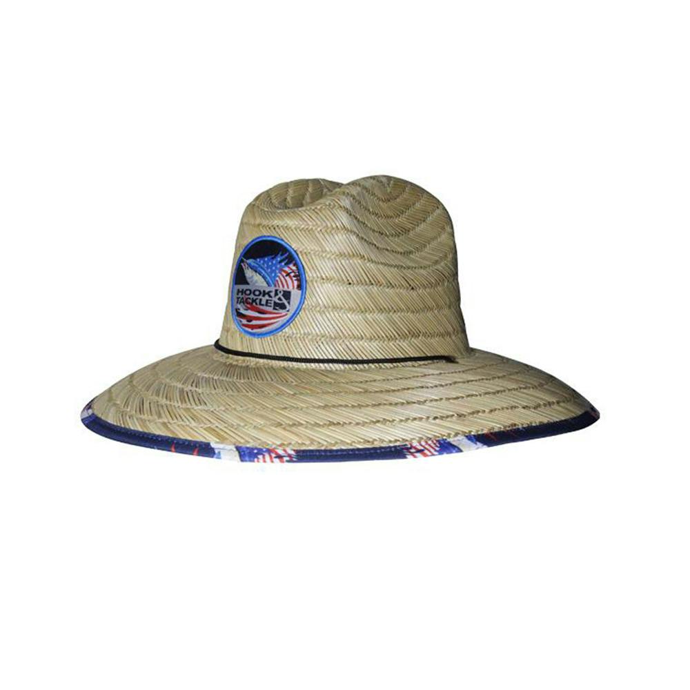 Hook & Tackle Sails & Stripes Straw Lifeguard Hat Front