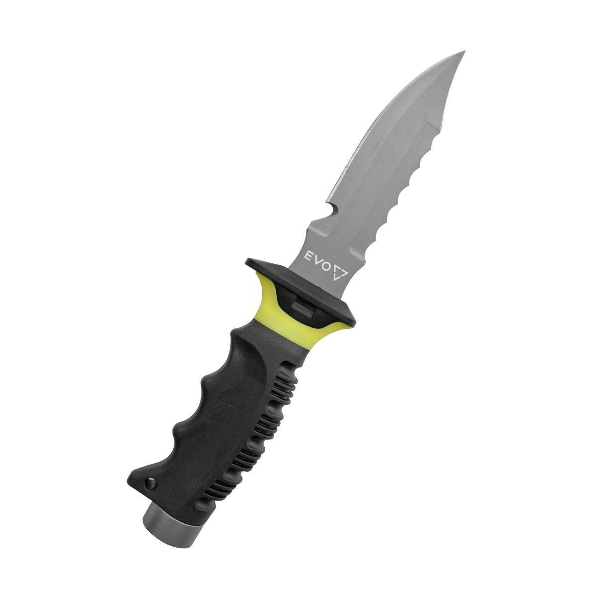 EVO Titanium Dive Knife shown with yellow option - Pointed Tip