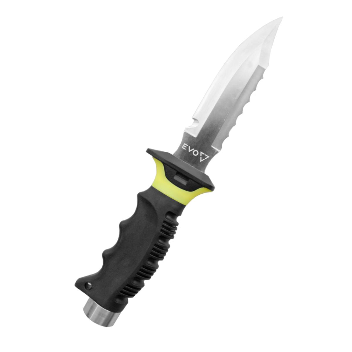 EVO Stainless Dive Knife With Yellow Hand Guard - Point Tip