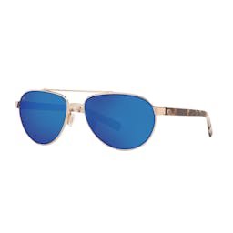 Costa Fernandina Sunglasses - Brushed Gold Frame/Blue Mirror Lens Thumbnail}