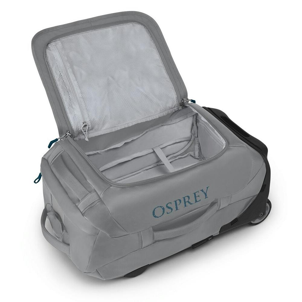 Osprey Transporter Wheeled Duffel 40 Gear Bag Open - Smoke Grey