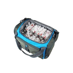 Gecko Duffle Cooler Bag Open - Grey/Neon Blue. Note: Contents NOT Included. Thumbnail}