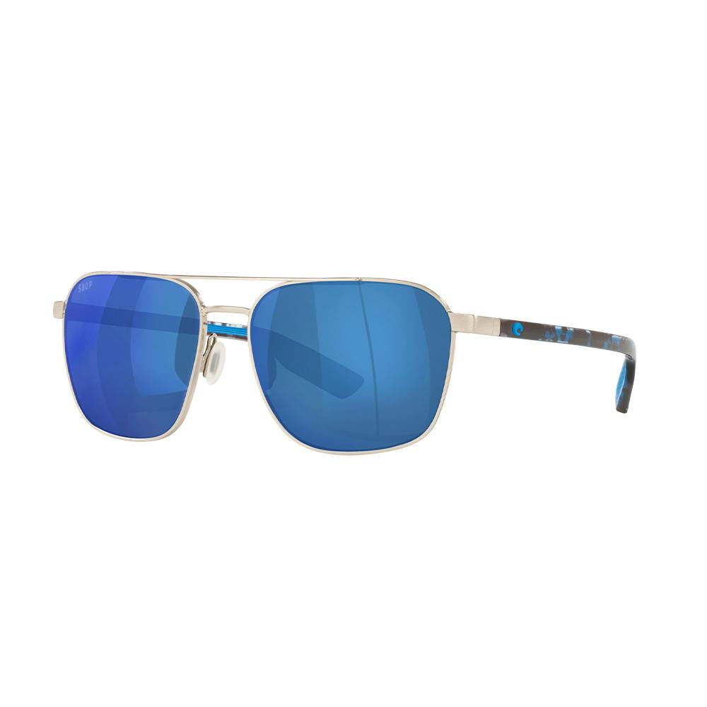 Costa Wader Sunglasses - Brushed Silver/Blue Mirror