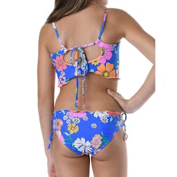 Hobie Midkini with Merrow Edge and Adjustable Hipster Swimsuit Set (Kid’s) Back - Peace, Love, & Daisies Sea Blue Thumbnail}