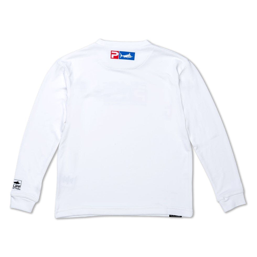 Pelagic Aquatek Icon Long Sleeve Performance Shirt (Kid’s) Back - White