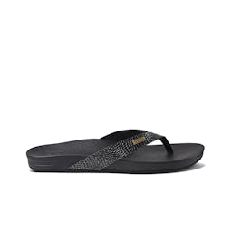 Reef Cushion Court Sandals (Women's) Side - Black/Silver Thumbnail}
