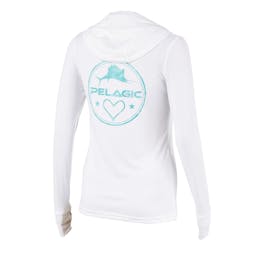 Pelagic Aquatek Hooded Performance Shirt (Women’s) Back - White Thumbnail}