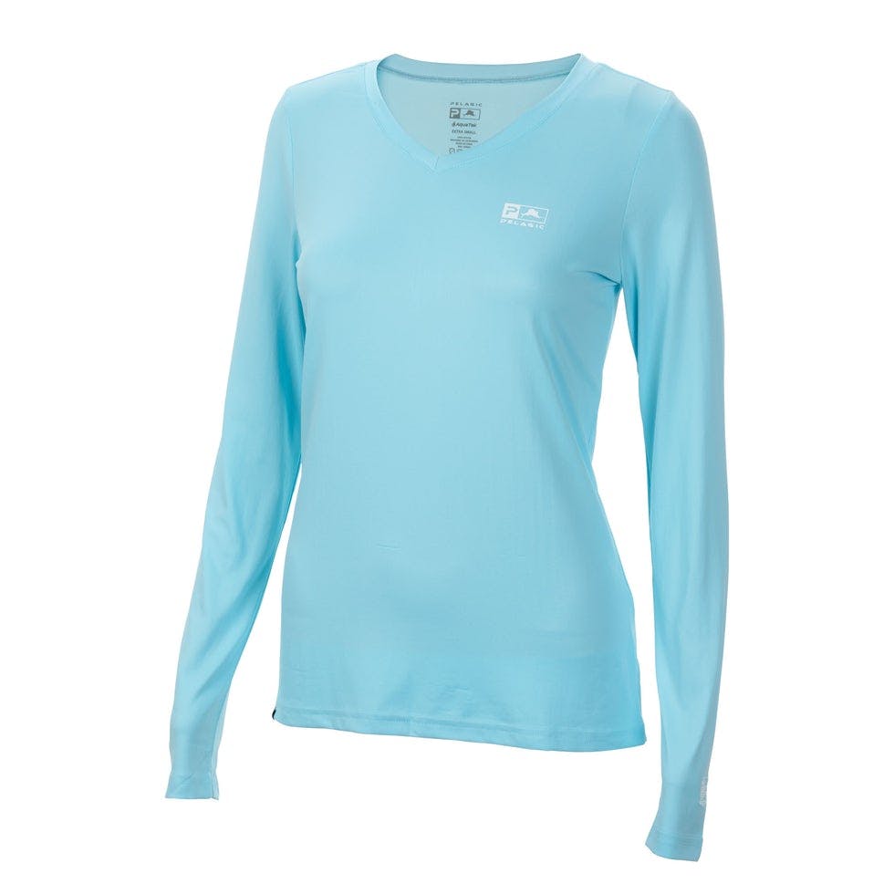 Pelagic Aquatek V-Neck Performance Shirt (Women’s) - Light Blue