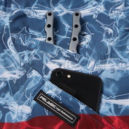 Pelagic Sharkskin Americamo Fishing Shorts (Men's) Pliers - Smokey Blue Thumbnail}