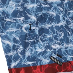 Pelagic Sharkskin Americamo Fishing Shorts (Men's) Side Close - Smokey Blue Thumbnail}