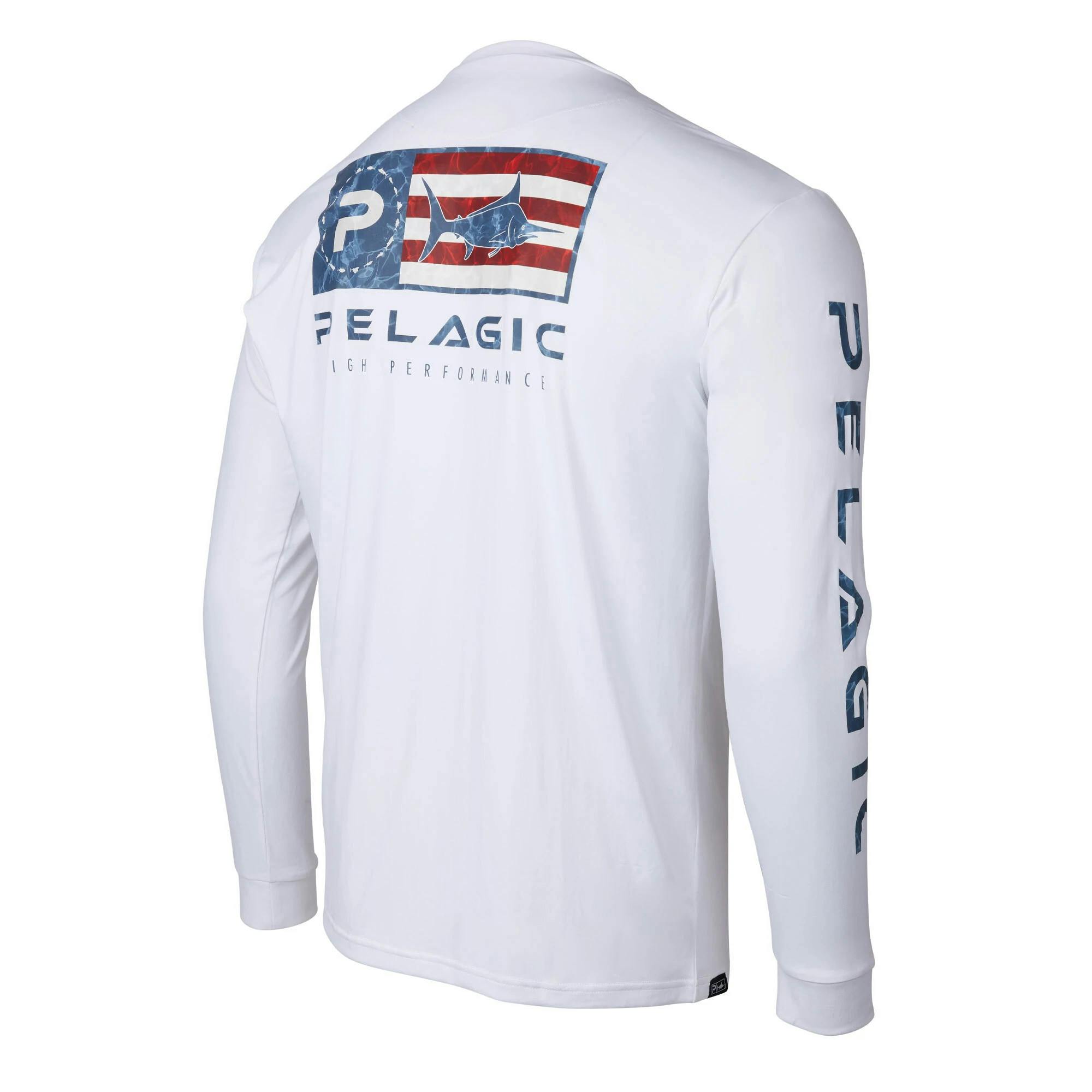 Pelagic Aquatek Icon Long Sleeve Performance Fishing Shirt Back - White