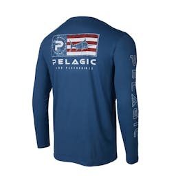 Pelagic Stratos Icon Performance Long Sleeve (Men’s) Back - Smokey Blue Thumbnail}