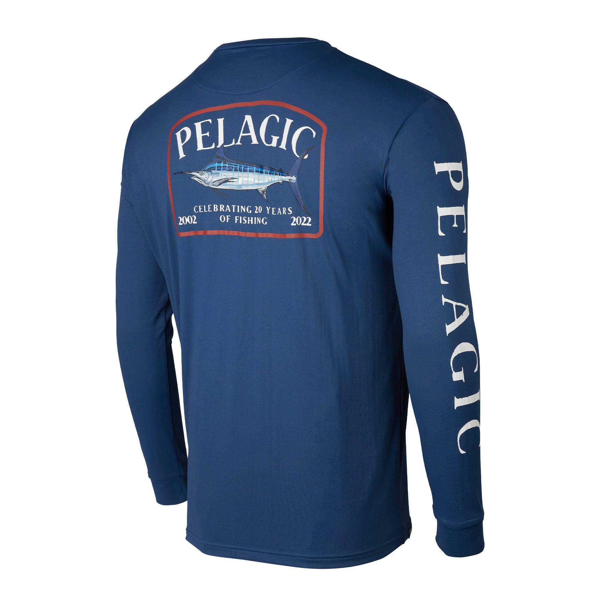 Pelagic Aquatek Game Fish Long Sleeve Performance Fishing Shirt Back - Smokey Blue