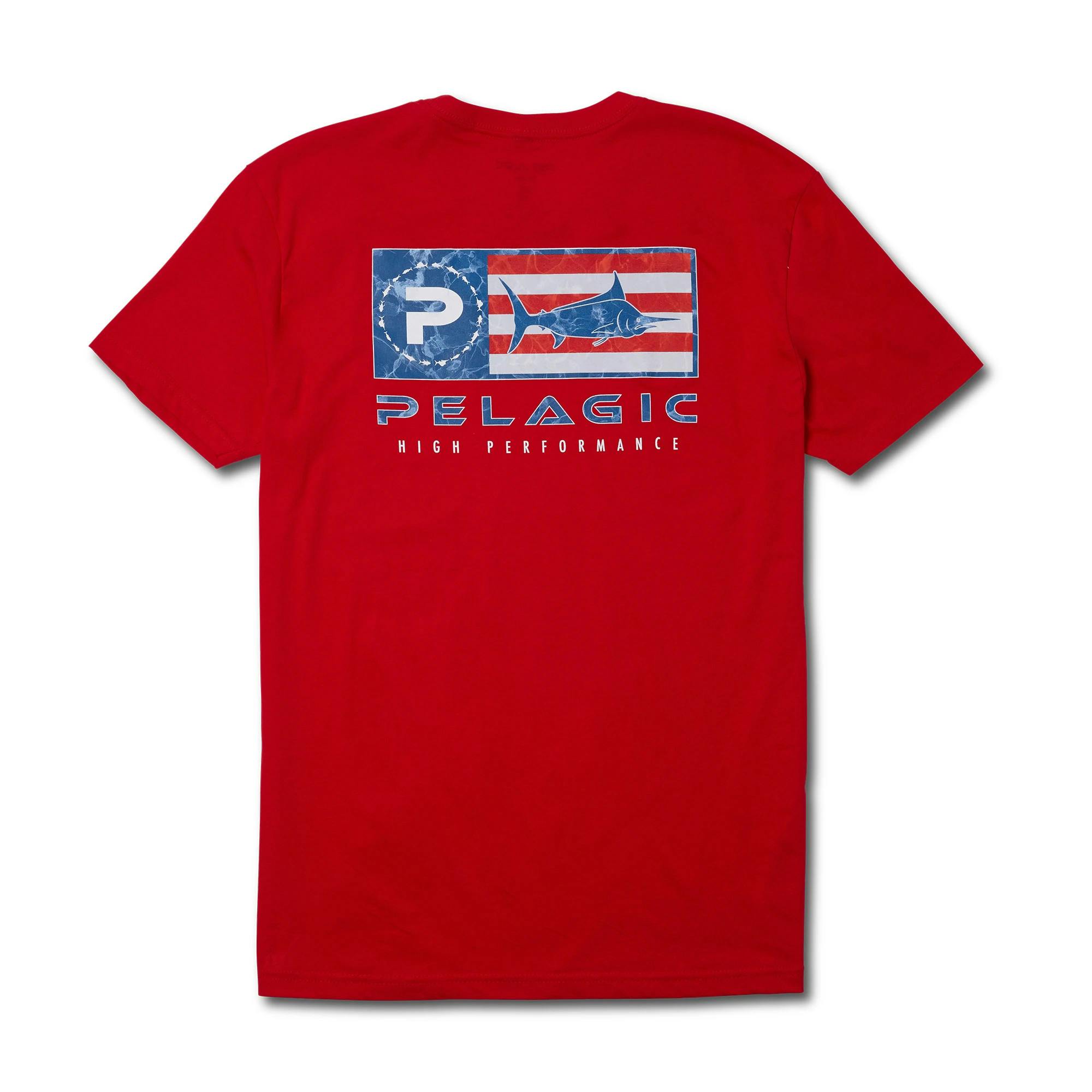 Pelagic Americano Icon Premium Fishing T-Shirt Back - Red