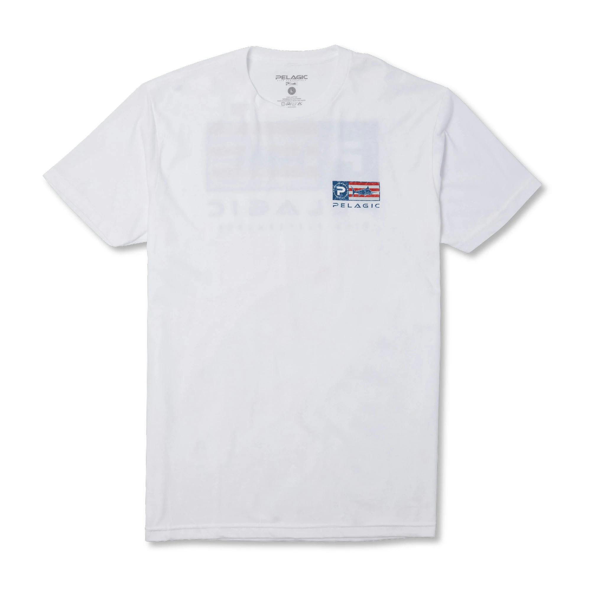 Pelagic Americano Icon Premium Fishing T-Shirt Front - White