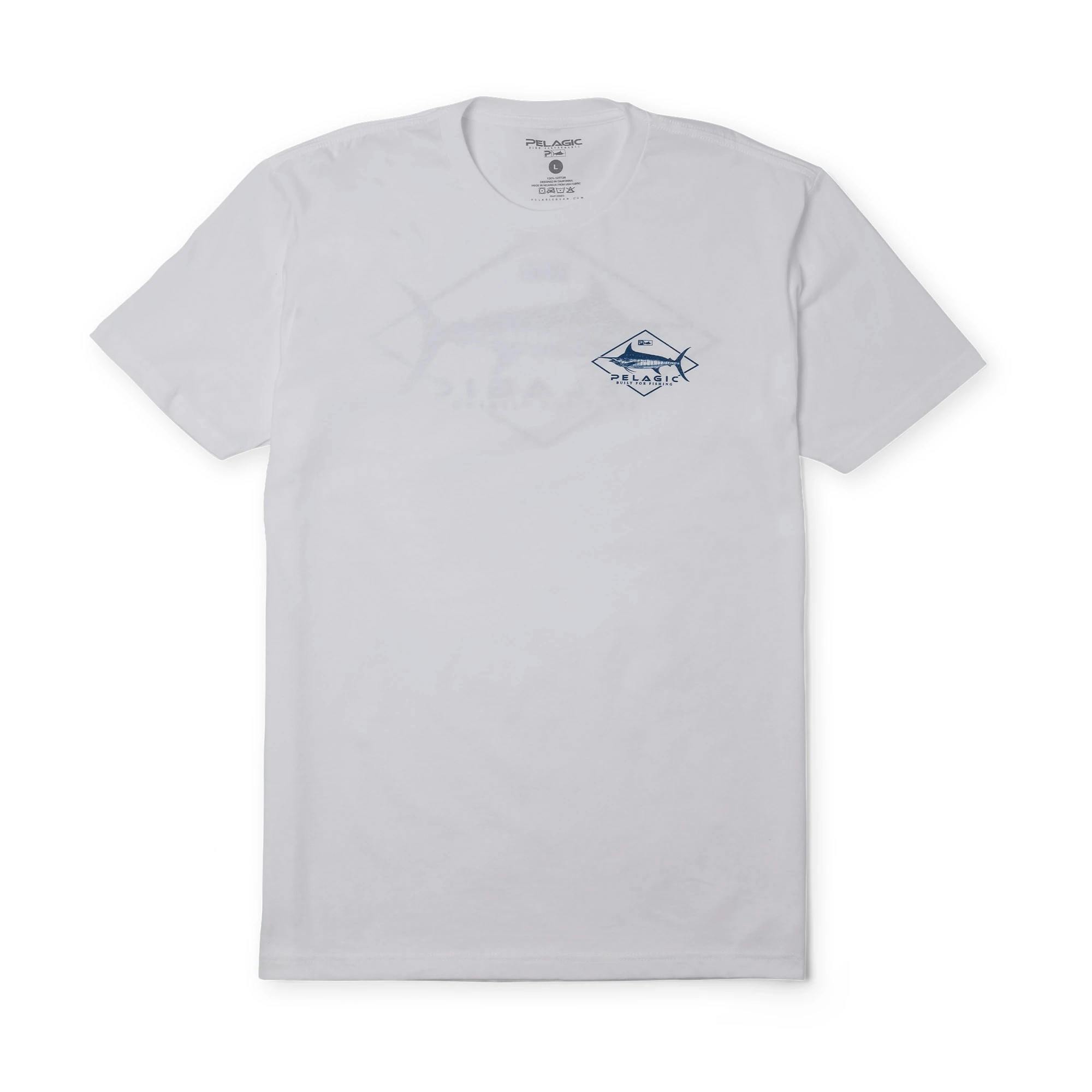 Pelagic Heavy Gear Premium Fishing T-Shirt Front - White