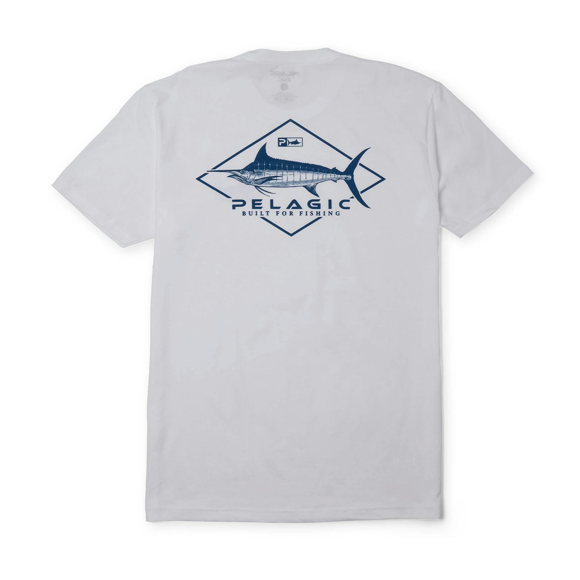 Pelagic Heavy Gear Premium Fishing T-Shirt Back  -White