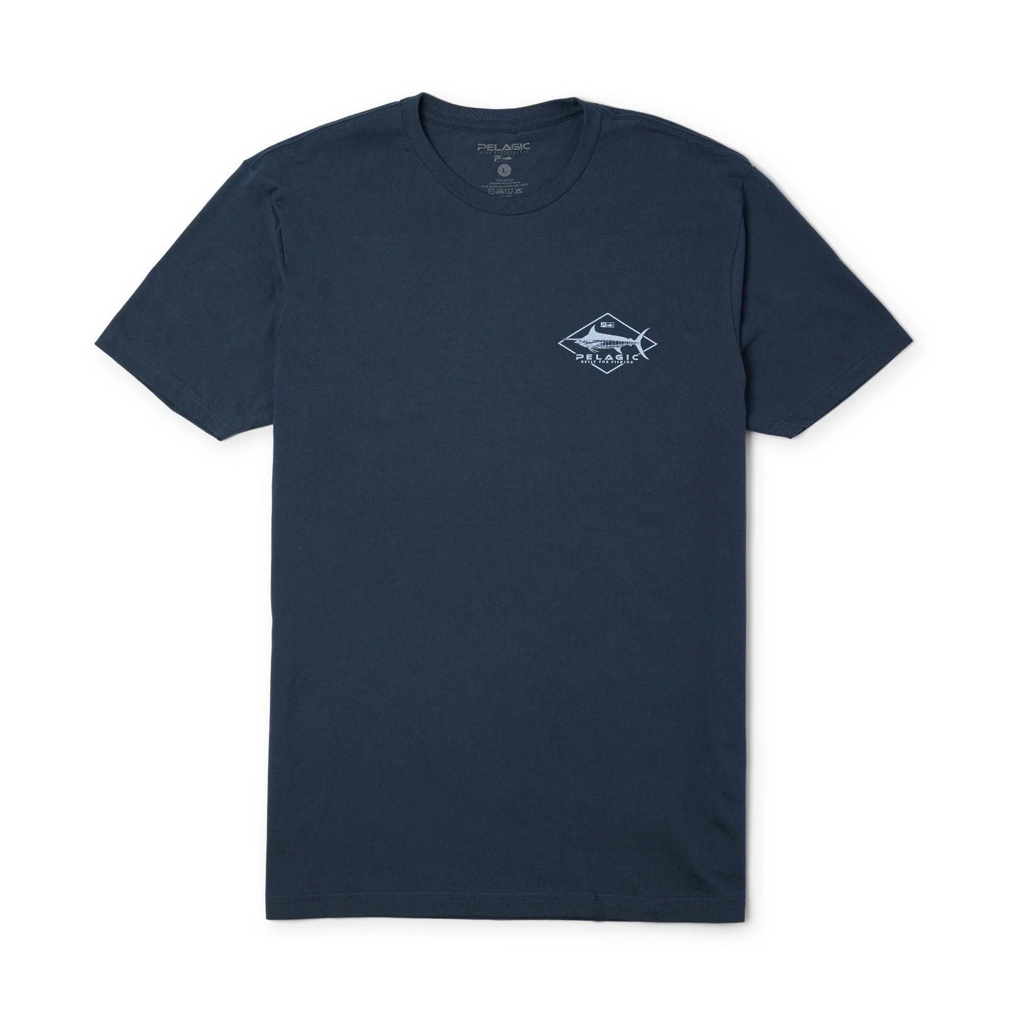 Pelagic Heavy Gear Premium Fishing T-Shirt Front - Smokey Blue