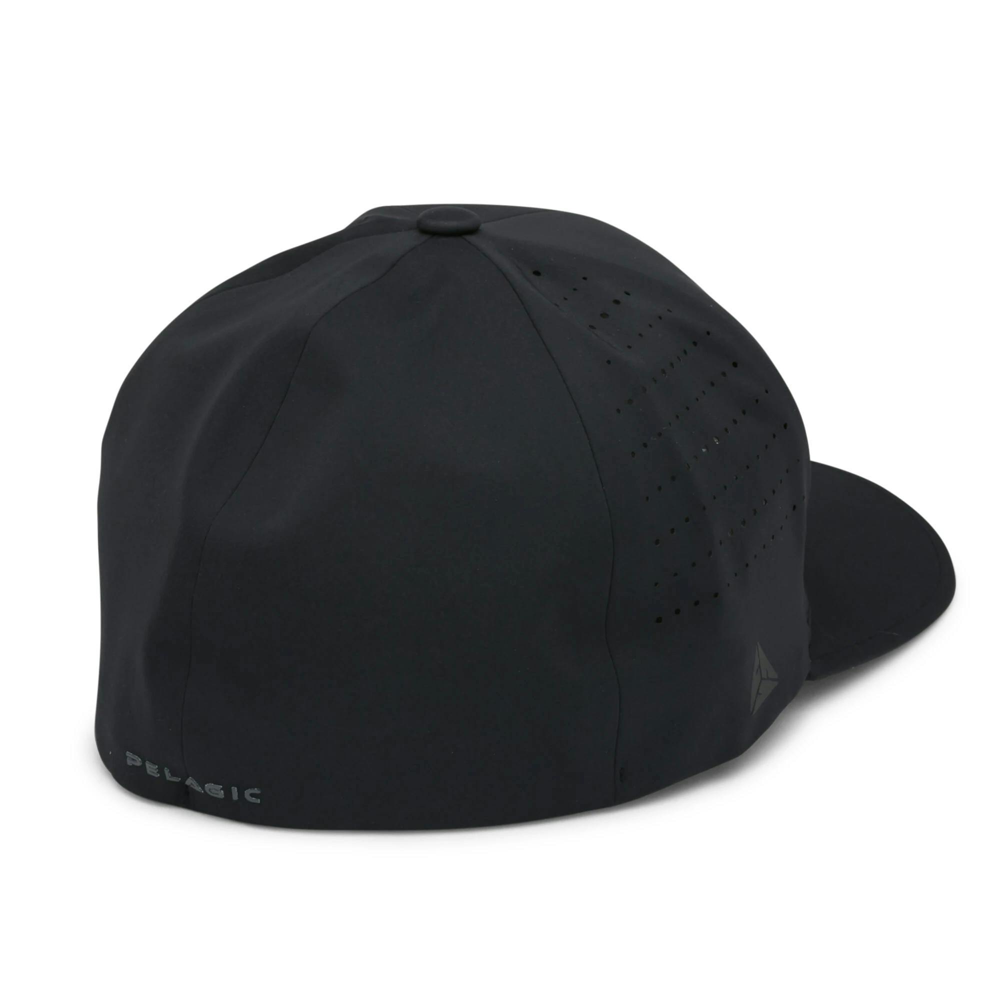 Pelagic Flexfit Delta Icon Fishing Hat Back - Black