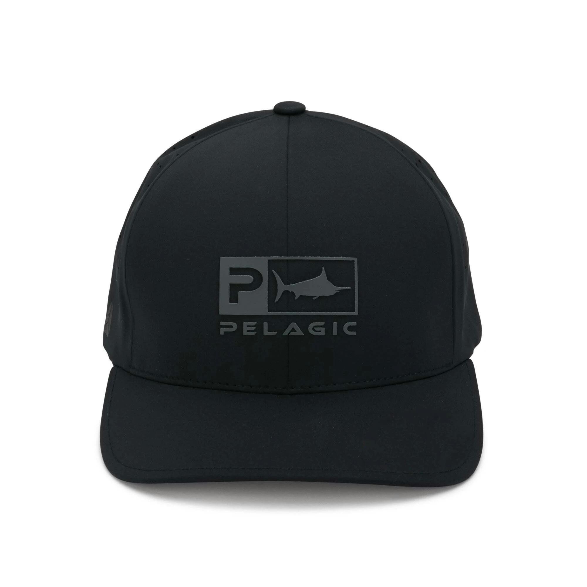 Pelagic Flexfit Delta Icon Fishing Hat Front - Black