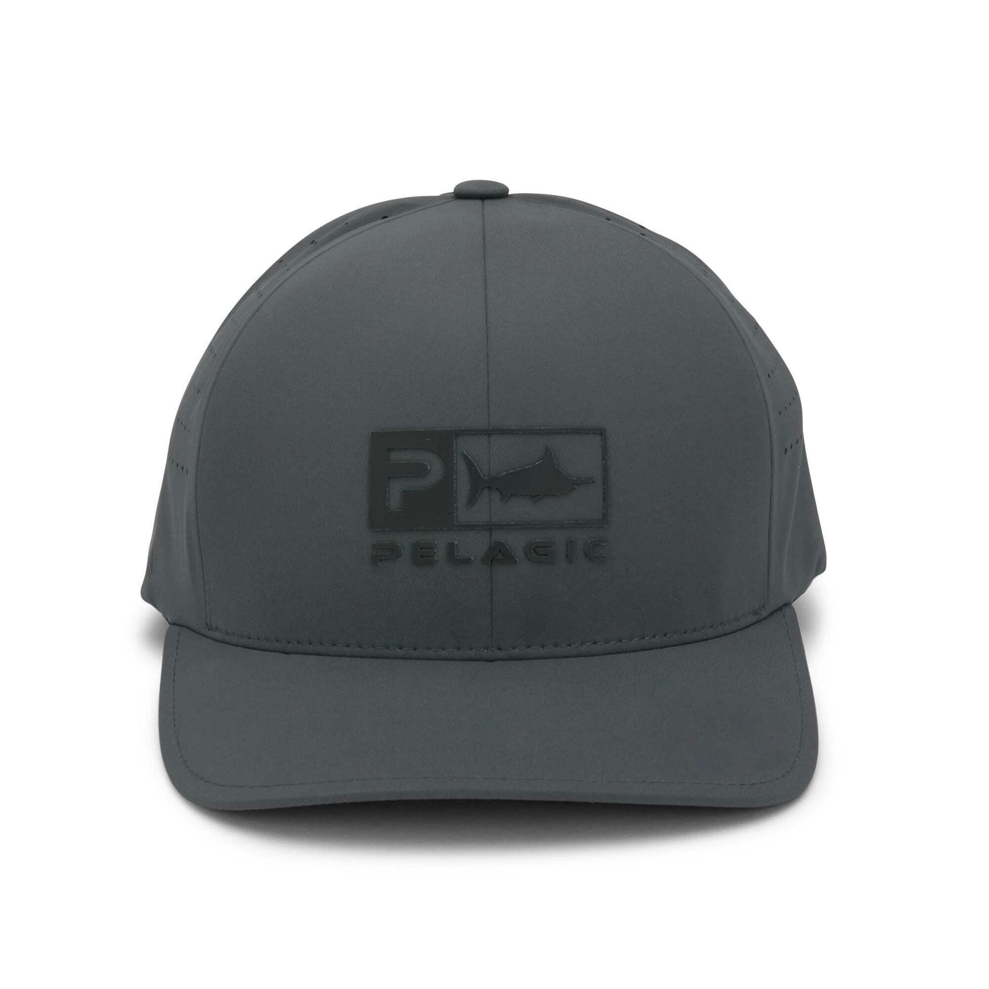 Pelagic Flexfit Delta Icon Fishing Hat Front - Gray